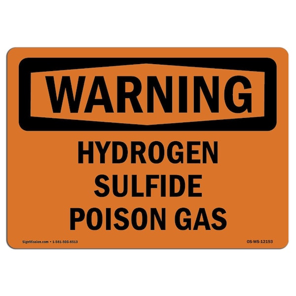Safety Sign, OSHA WARNING, 3.5" Height, 5" Width, Hydrogen Sulfide Poison Gas, Landscape, 10PK
